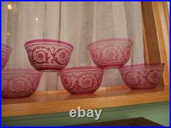 Lot 7 Bol ramequin rince-doigt cristal dégager l'acide Saint Louis thistle rose