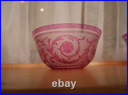 Lot 7 Bol ramequin rince-doigt cristal dégager l'acide Saint Louis thistle rose