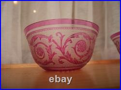 Lot 7 Bol ramequin rince-doigt cristal dégager l'acide Saint Louis thistle rose