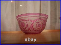 Lot 7 Bol ramequin rince-doigt cristal dégager l'acide Saint Louis thistle rose