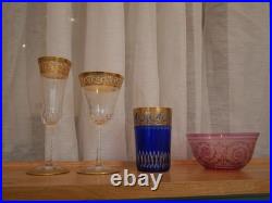 Lot 7 Bol ramequin rince-doigt cristal dégager l'acide Saint Louis thistle rose