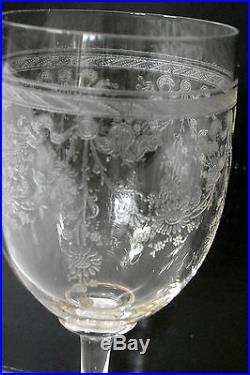 Lot 7 verres à eau SAINT-LOUIS XIXème Cristal Gravé Fleuri Aster