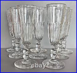 Lot 8 anciennes flûte à Champagne Cristal 19ème pans coupés Saint Louis Baccarat