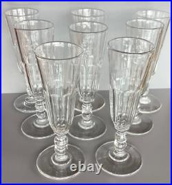 Lot 8 anciennes flûte à Champagne Cristal 19ème pans coupés Saint Louis Baccarat