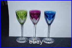Lot De 3 Verres A Liqueur En Cristal Colores Non Signe St Louis Val St Lambert