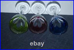 Lot De 3 Verres A Liqueur En Cristal Colores Non Signe St Louis Val St Lambert