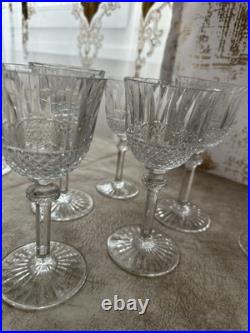 Lot De 5 Verres À Vin Dépareillé Et Retaillé En Cristal Saint Louis Tommy