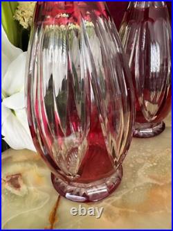 Lot de 2 carafes Cristal Saint Louis rouges très bon état années 30