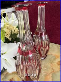 Lot de 2 carafes Cristal Saint Louis rouges très bon état années 30