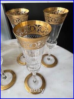 Lot de 4 Flûtes à champagne Thistle Or Cristal Saint Louis très bon état