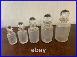 Lot de 5 flacons givré doré en cristal de Saint Louis (prix du lot)