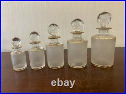 Lot de 5 flacons givré doré en cristal de Saint Louis (prix du lot)