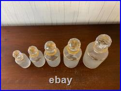 Lot de 5 flacons givré doré en cristal de Saint Louis (prix du lot)