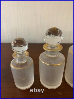 Lot de 5 flacons givré doré en cristal de Saint Louis (prix du lot)