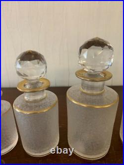 Lot de 5 flacons givré doré en cristal de Saint Louis (prix du lot)