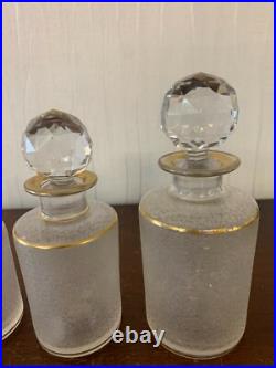 Lot de 5 flacons givré doré en cristal de Saint Louis (prix du lot)