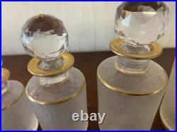 Lot de 5 flacons givré doré en cristal de Saint Louis (prix du lot)