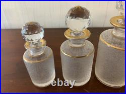 Lot de 5 flacons givré doré en cristal de Saint Louis (prix du lot)