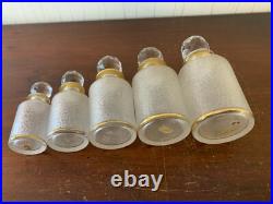 Lot de 5 flacons givré doré en cristal de Saint Louis (prix du lot)