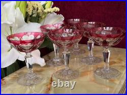 Lot de 6 coupes à champagne Cristal Saint Louis rouges très bon état années 30