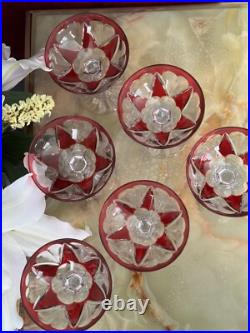 Lot de 6 coupes à champagne Cristal Saint Louis rouges très bon état années 30