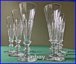 Lot de 6 flûtes à Champagne en cristal Saint Louis 1900 (17,5 cm de hauteur)