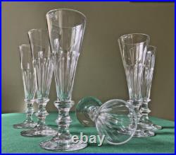 Lot de 6 flûtes à Champagne en cristal Saint Louis 1900 (17,5 cm de hauteur)