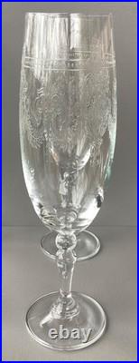 Lot de 6 flûtes à champagne en cristal gravé anciennes st louis ou baccarat