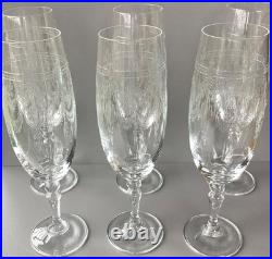 Lot de 6 flûtes à champagne en cristal gravé anciennes st louis ou baccarat