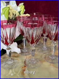 Lot de 6 verres à eau Cristal Saint Louis rouges très bon état années 30