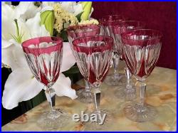 Lot de 6 verres à eau Cristal Saint Louis rouges très bon état années 30