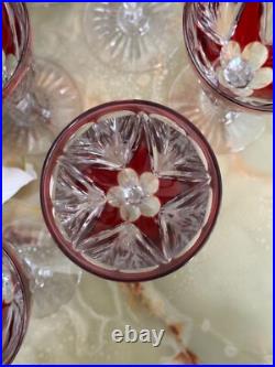 Lot de 6 verres à eau Cristal Saint Louis rouges très bon état années 30