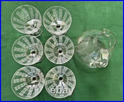 Lot de 6 verres à eau + pichet gravé en cristal Baccarat Saint Louis