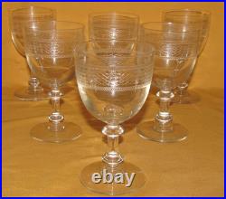 Lot de 6 verres à eau vin cristal Baccarat Saint-Louis frise gravée H 15 cm