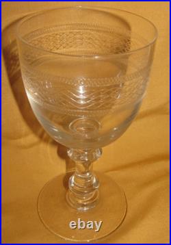 Lot de 6 verres à eau vin cristal Baccarat Saint-Louis frise gravée H 15 cm