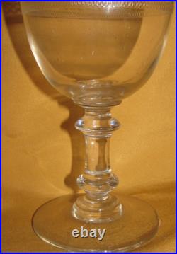 Lot de 6 verres à eau vin cristal Baccarat Saint-Louis frise gravée H 15 cm