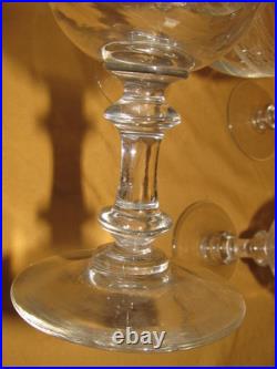 Lot de 6 verres à eau vin cristal Baccarat Saint-Louis frise gravée H 15 cm