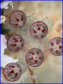 Lot de 6 verres à porto Cristal Saint Louis rouges très bon état années 30