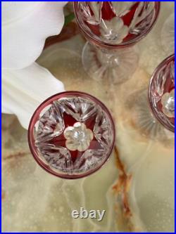 Lot de 6 verres à porto Cristal Saint Louis rouges très bon état années 30