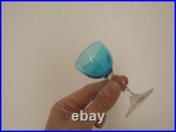 Lot de 7 verres ancien à liqueur cristal bleu cannèle Baccarat Saint ST Louis Lot de 7 verres ancien à liqueur cristal bleu cannèle Baccarat Saint ST Louis