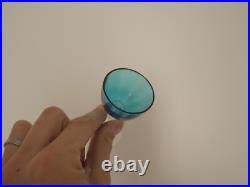 Lot de 7 verres ancien à liqueur cristal bleu cannèle Baccarat Saint ST Louis