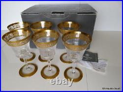 NEUF Boite 6 verre à eau 17.8cm Cristal Saint st Louis Thistle Or Cristal signé