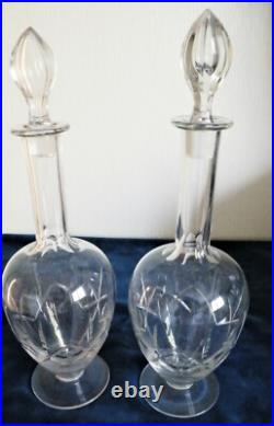 PAIRE CARAFES Cristal Taillé St LOUIS début 20 éme