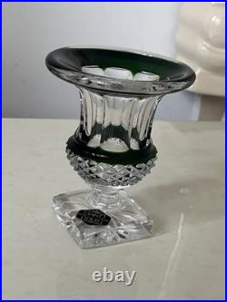 Petit Vase Médicis En Cristal Saint Louis Modelé Versaille Vert 10 Cm