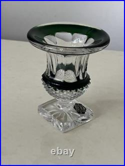 Petit Vase Médicis En Cristal Saint Louis Modelé Versaille Vert 10 Cm