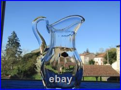 Pichet broc a eau en cristal de Saint Louis signé modèle Cerdagne