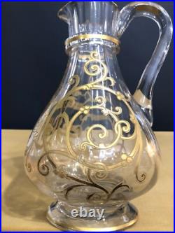 Pichet / verseuse en cristal SAINT LOUIS modèle CLUNY gravure dorée à l'or 23 cm