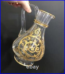Pichet / verseuse en cristal SAINT LOUIS modèle CLUNY gravure dorée à l'or 23 cm