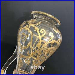 Pichet / verseuse en cristal SAINT LOUIS modèle CLUNY gravure dorée à l'or 23 cm