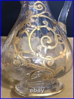Pichet / verseuse en cristal SAINT LOUIS modèle CLUNY gravure dorée à l'or 23 cm